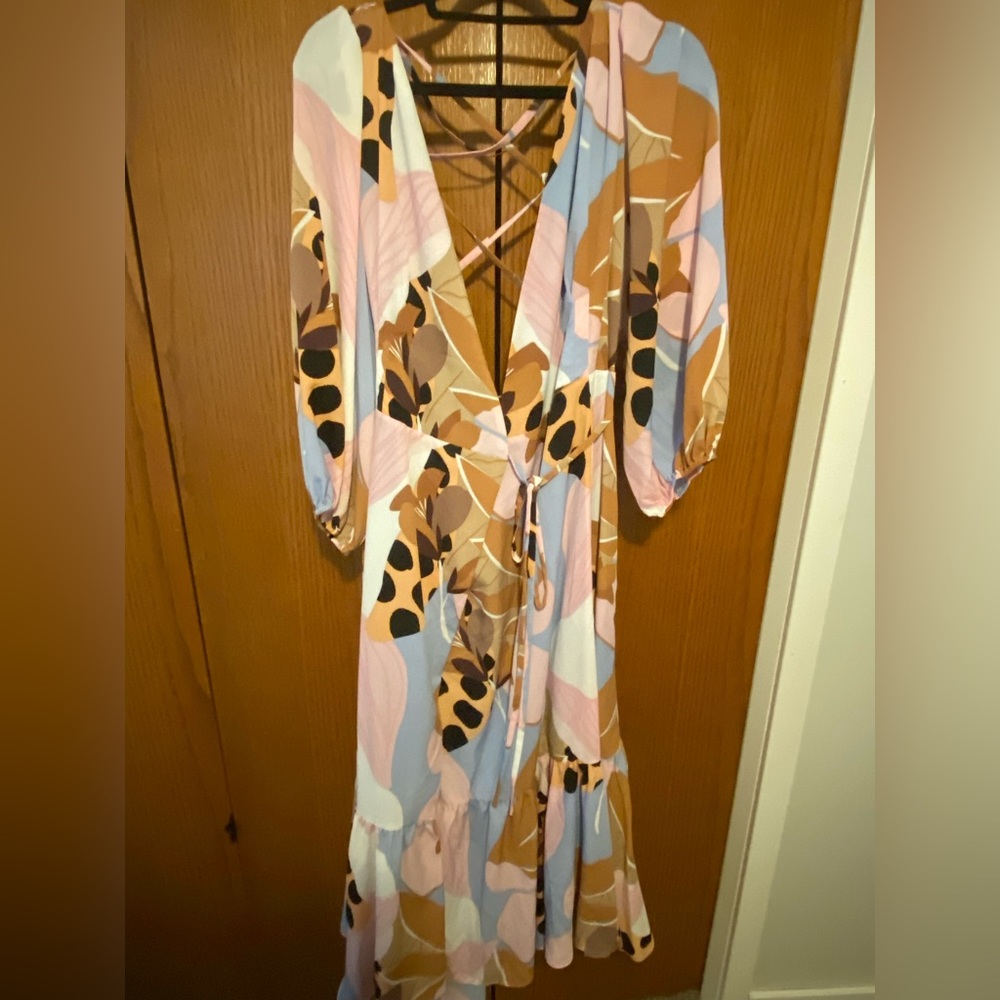 Anthropologie BLOOM WRAP MIDI DRESS